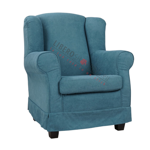 Fauteuil rembourré BERGERE en tissu déhoussable turquoise