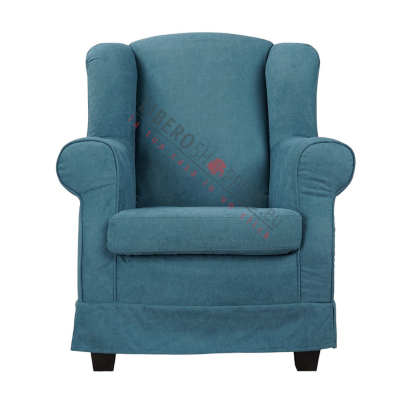 Fauteuil rembourré BERGERE en tissu déhoussable turquoise