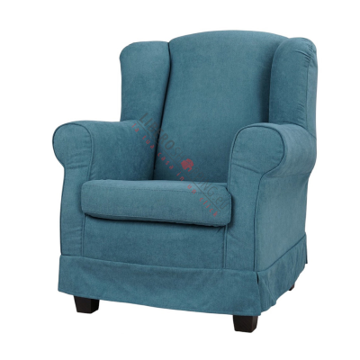 Fauteuil rembourré BERGERE en tissu déhoussable turquoise