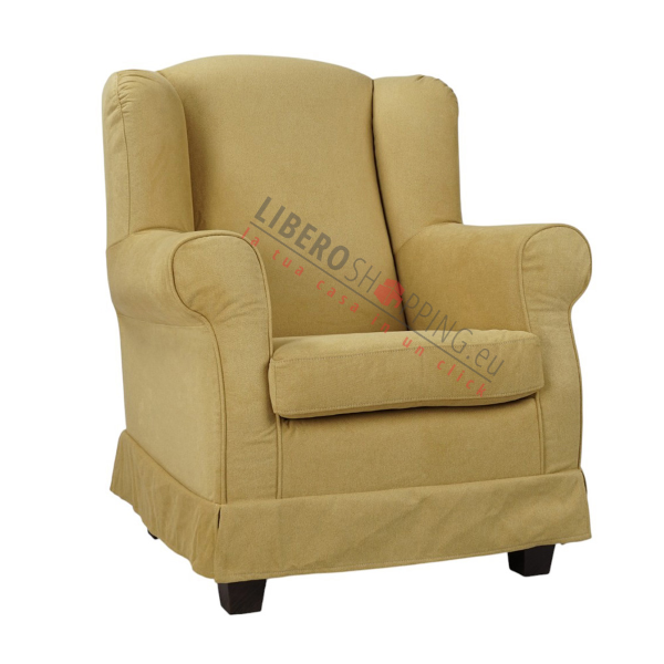 Fauteuil rembourré BERGERE en tissu déhoussable melon