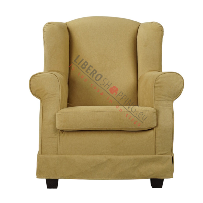 Fauteuil rembourré BERGERE en tissu déhoussable melon