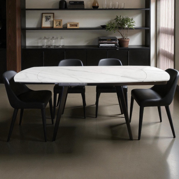 Tavolo allungabile 130-190x80 cm piano marmo Bianco - ALMOR