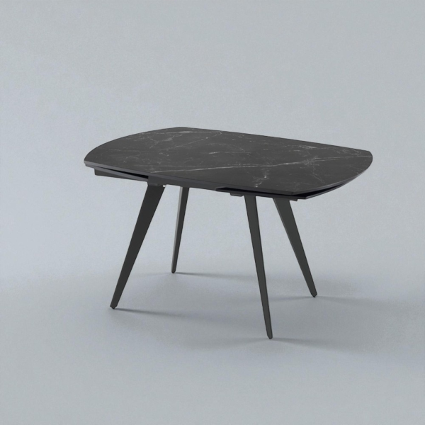 Tavolo allungabile Almor 130-190x80 cm piano marmo Nero