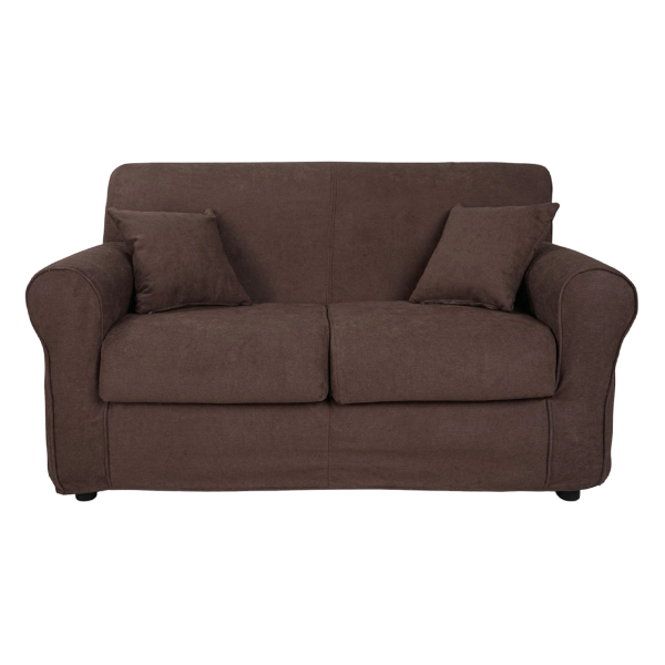 Canapé 2 places en tissu déhoussable VERONA 150 cm couleur unie MARRON