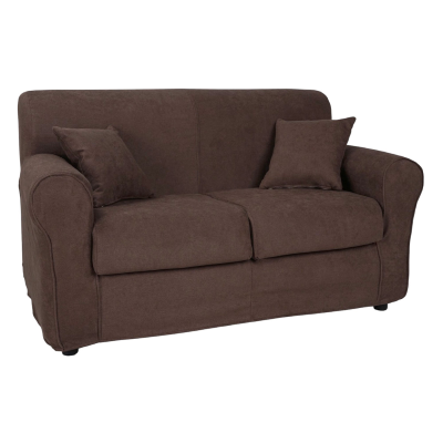 Canapé 2 places en tissu déhoussable VERONA 150 cm couleur unie MARRON