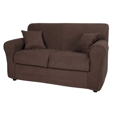 Canapé 2 places en tissu déhoussable VERONA 150 cm couleur unie MARRON