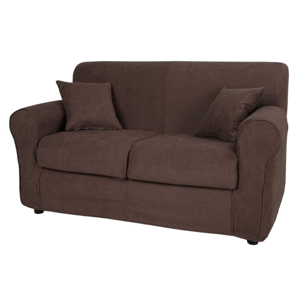 Canapé 2 places en tissu déhoussable VERONA 150 cm couleur unie MARRON