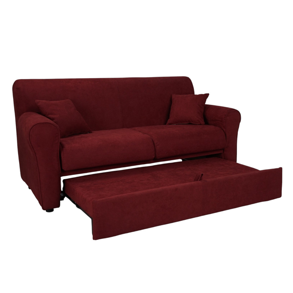 Canapé-Lit Extensible 2 Places 180 cm Tissu Rembourré Bordeaux