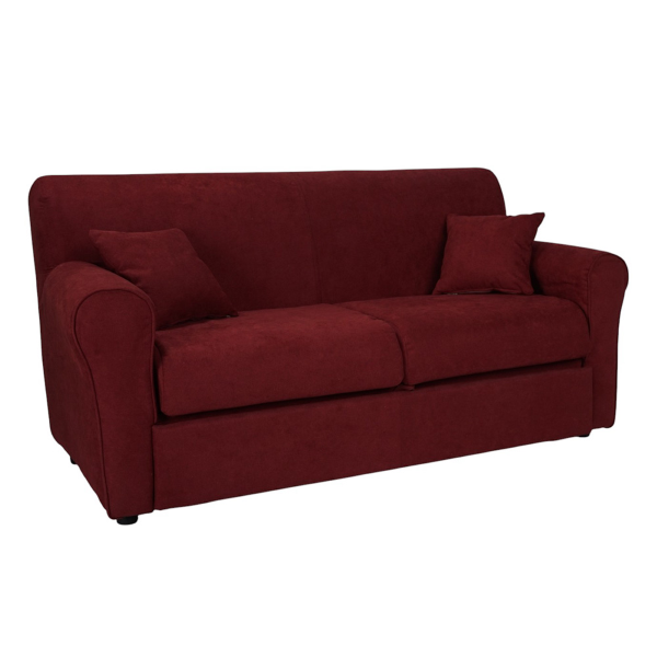 Canapé-Lit Extensible 2 Places 180 cm Tissu Rembourré Bordeaux