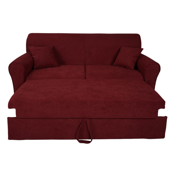 Canapé-Lit Extensible 2 Places 180 cm Tissu Rembourré Bordeaux
