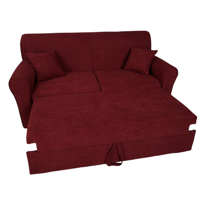 Canapé-Lit Extensible 2 Places 180 cm Tissu Rembourré Bordeaux