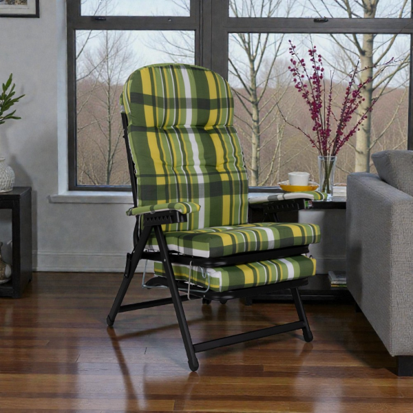 Metal deck chair - MARY green padded cushion extension