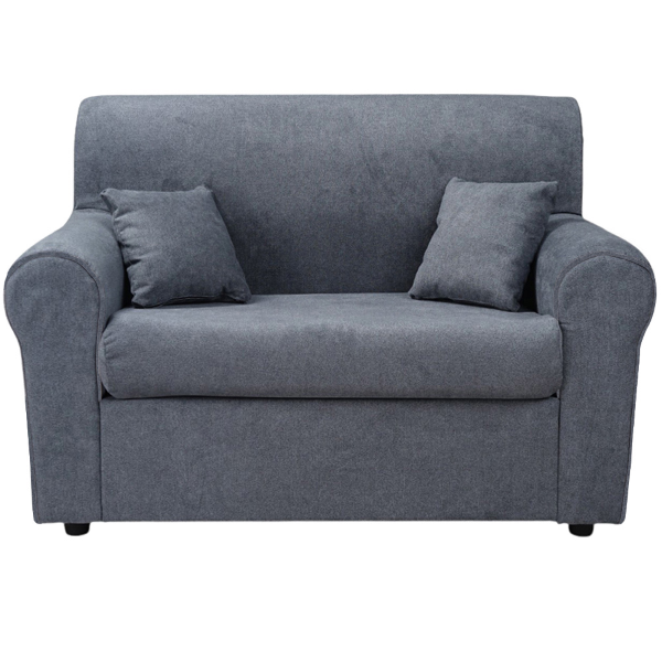 Divano 2 posti 127 cm in tessuto con cuscini Grigio 