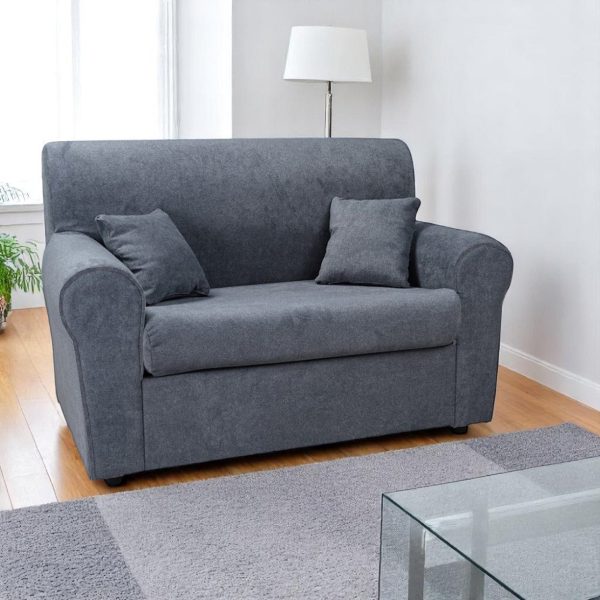 Divano 2 posti 127 cm in tessuto con cuscini Grigio 