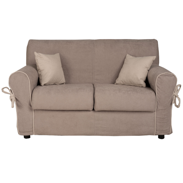 Canapé 2 places VERONA avec revêtement en tissu déhoussable, 150 cm, gris tourterelle avec passepoil beige