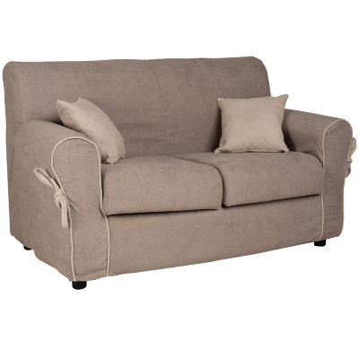 Canapé 2 places VERONA avec revêtement en tissu déhoussable, 150 cm, gris tourterelle avec passepoil beige