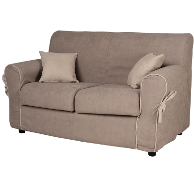 Canapé 2 places VERONA avec revêtement en tissu déhoussable, 150 cm, gris tourterelle avec passepoil beige