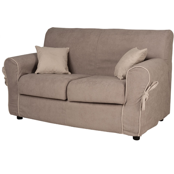 Canapé 2 places VERONA avec revêtement en tissu déhoussable, 150 cm, gris tourterelle avec passepoil beige