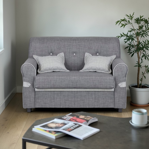 Divano 2 Posti MERIS L124 cm in Tessuto - Grigio