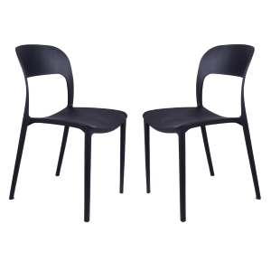 Stapelbarer Stuhl aus schwarzem Polypropylen von NATHAN, 2 Stück