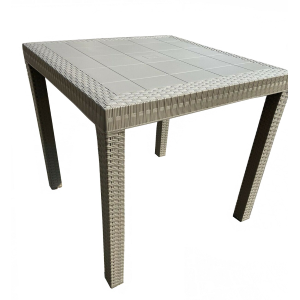 Square DALLAS table 80x80cm inside in faux rattan taupe