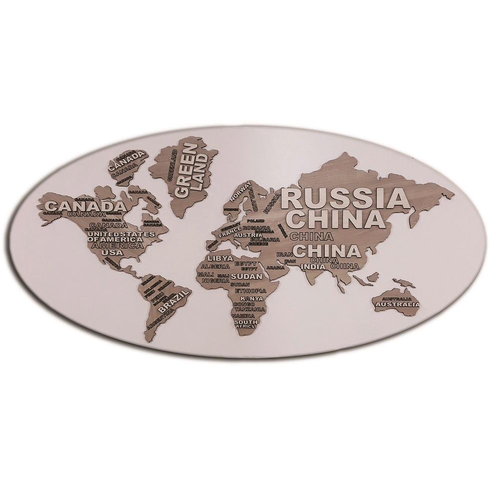 Tableau Moderne Planisphere En Bois Perce Avec Figure Boisee Superposee