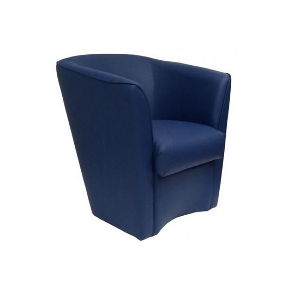 Pozzetto Armchair For Home Office In, Blue Faux Leather Armchair
