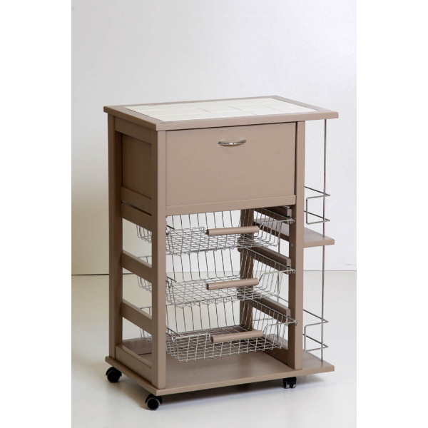 Bread Door Trolley with Drawer with Bottle Holder Luxury Wood Type maslegno 