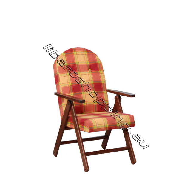 Fauteuil relax Amalfi en bois - Tissu écossais bordeaux