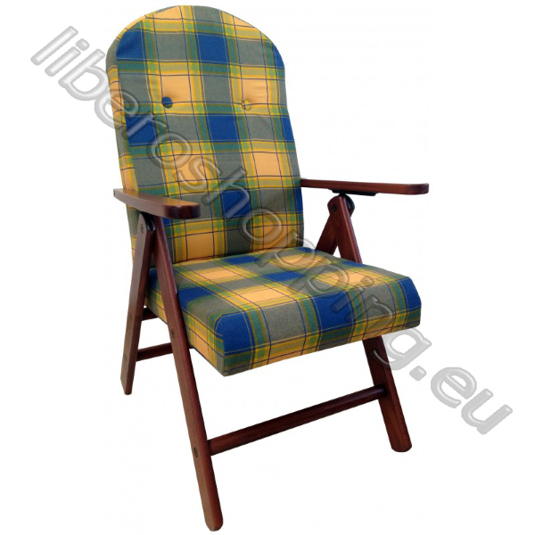 Fauteuil inclinable en tissu SCOTTISH BLUE et bois de hêtre AMALFI