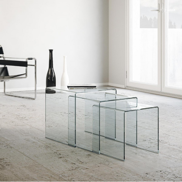 Tavolini in vetro NEST trittico 3 misure