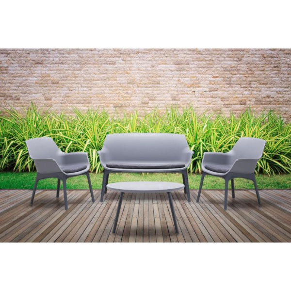 Set da giardino LUXOR in polipropilene bicolore Grigio e Antracite
