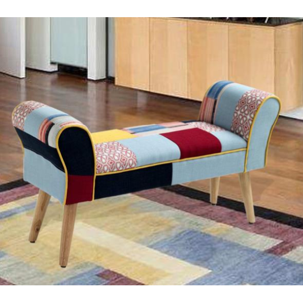 Panca CAROLINA con braccioli in tessuto patchwork