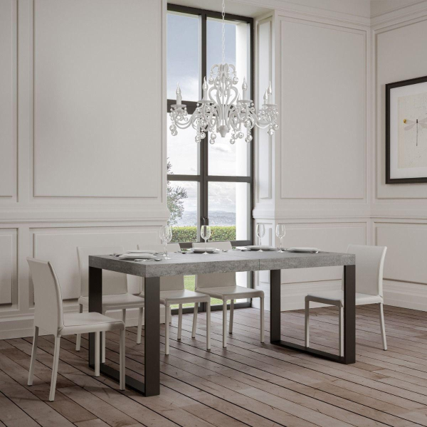 TECNO PREMIUM 160 table extensible jusqu'à 264 cm de ciment