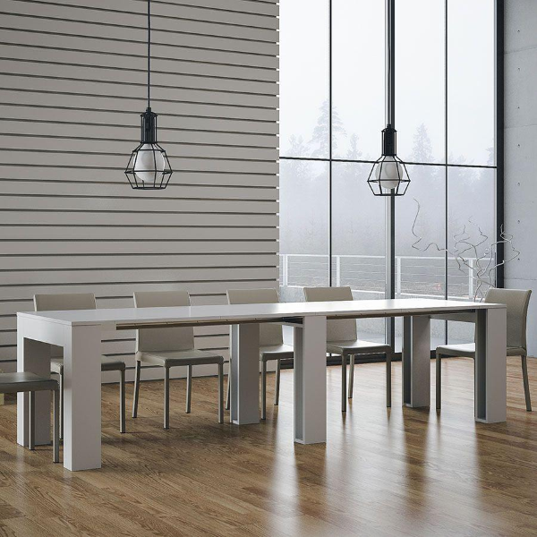 Extendable EXTRA white or oak console table 14 seats