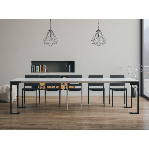 TECNO EVOLUTION extendable console table white ash top with anthracite frame