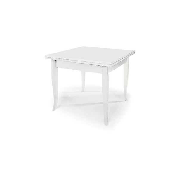 Classic white lacquered book table in wood measuring 100x100 SMALL