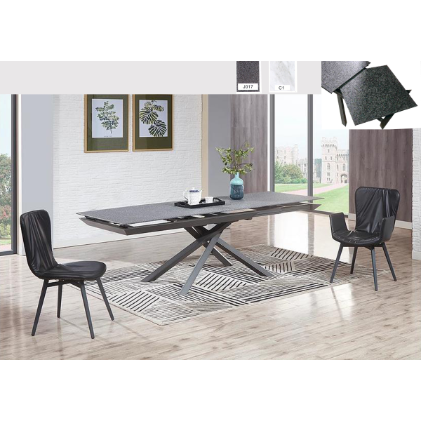 MARTE extendable table with gray stone effect top