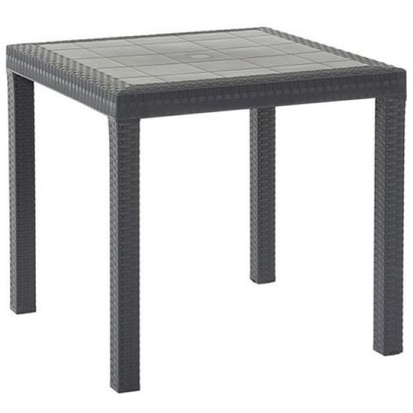 Square DALLAS table 80x80cm inside in anthracite imitation rattan