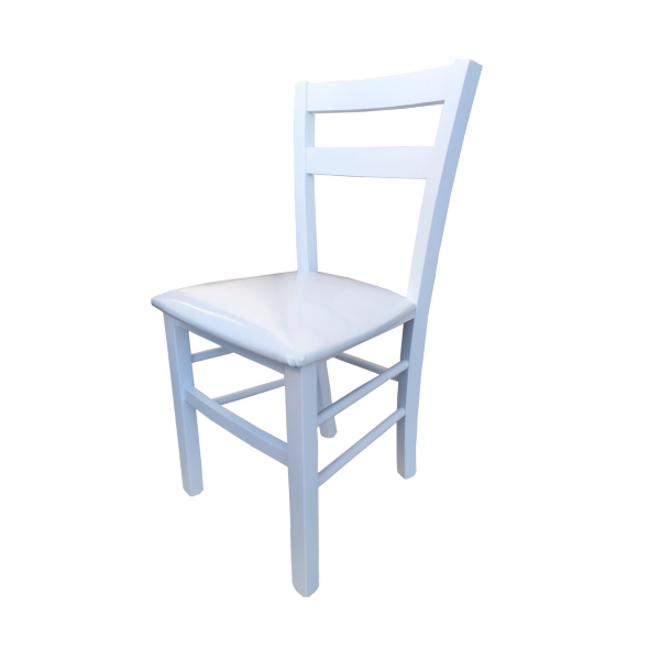 MINA Holzstuhl mit Sitz aus Kunstleder 2er Set Weiß