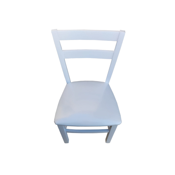 MINA Holzstuhl mit Sitz aus Kunstleder 2er Set Weiß