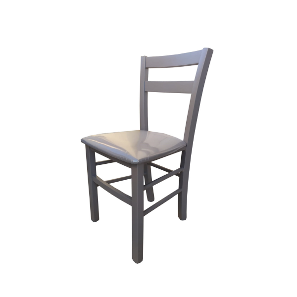 Chaise MINA avec structure en bois massif et siège en simili cuir SET de 2 gris