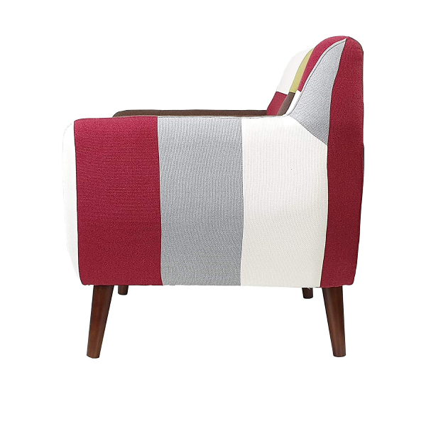 LEVANTE fauteuil avec pouf en tissu patchwork
