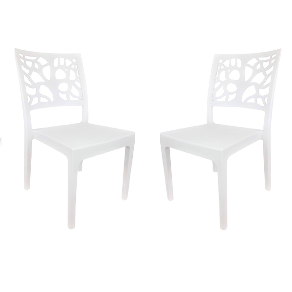 Stapelbarer Stuhl aus Polypropylen für drinnen und draußen TETI weiß Set 2