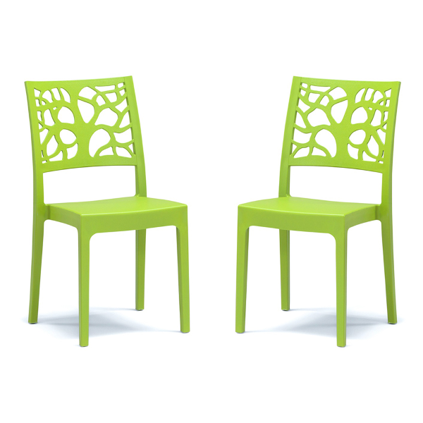 Chaise empilable en polypropylène pour l'intérieur et l'extérieur TETI vert Set 2