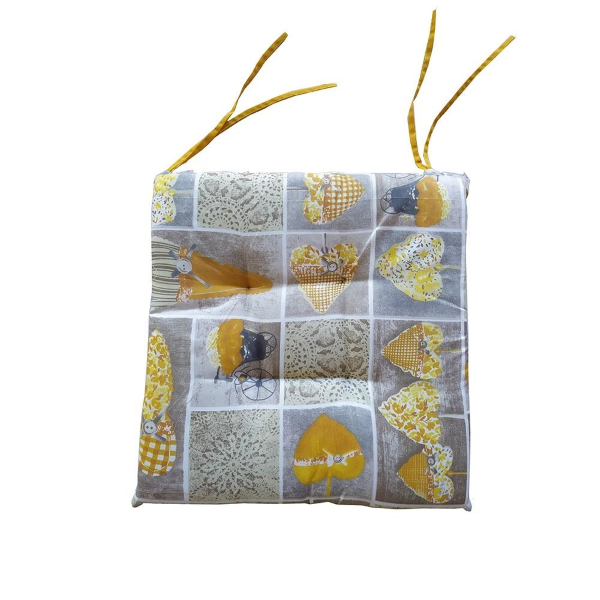 Coussin de siège 4 POINTS rembourré avec des lacets COUNTRY  jaune 2pieces