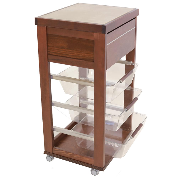 Walnut wooden trolley with polycarbonate fruit baskets LANDHELL