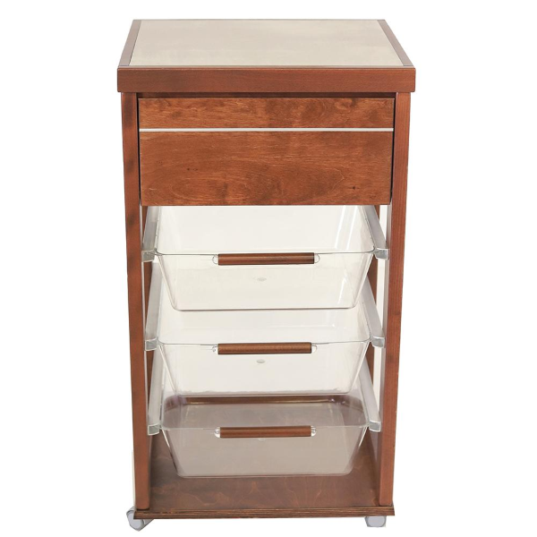 Walnut wooden trolley with polycarbonate fruit baskets LANDHELL