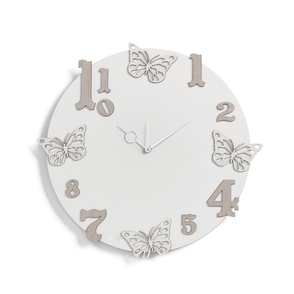 Horloge murale ronde en bois laminé D50 BRC - Papillons