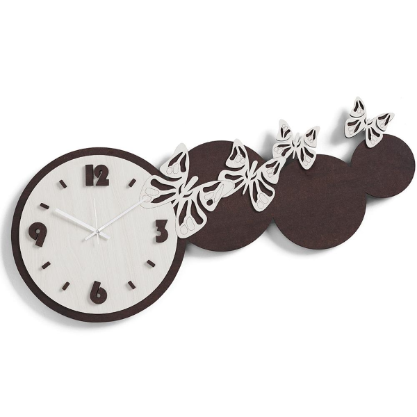 Orologio da parete legno laminato moderno 80x40 RSN - FARFALLE 2